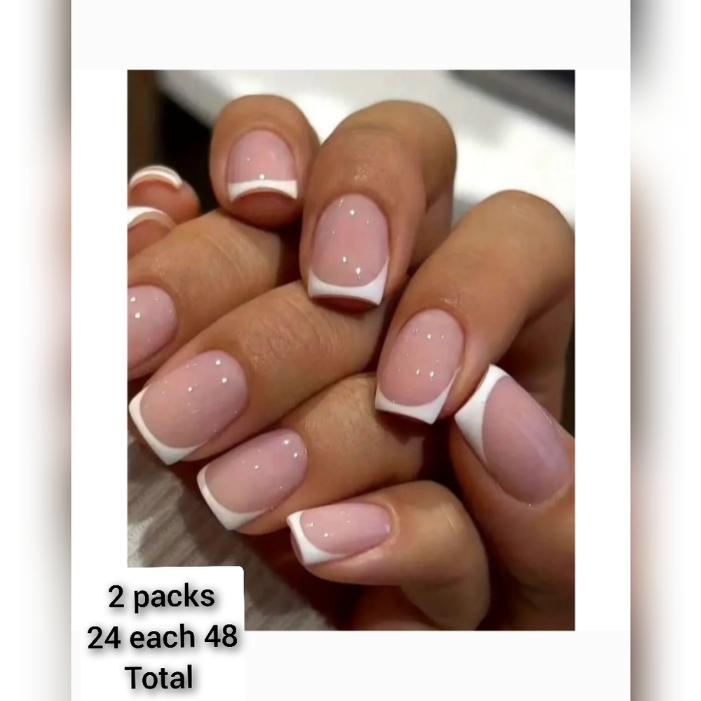 - 🤑3/$13  2 packs 24 each 48 Total False press on nails natural square
